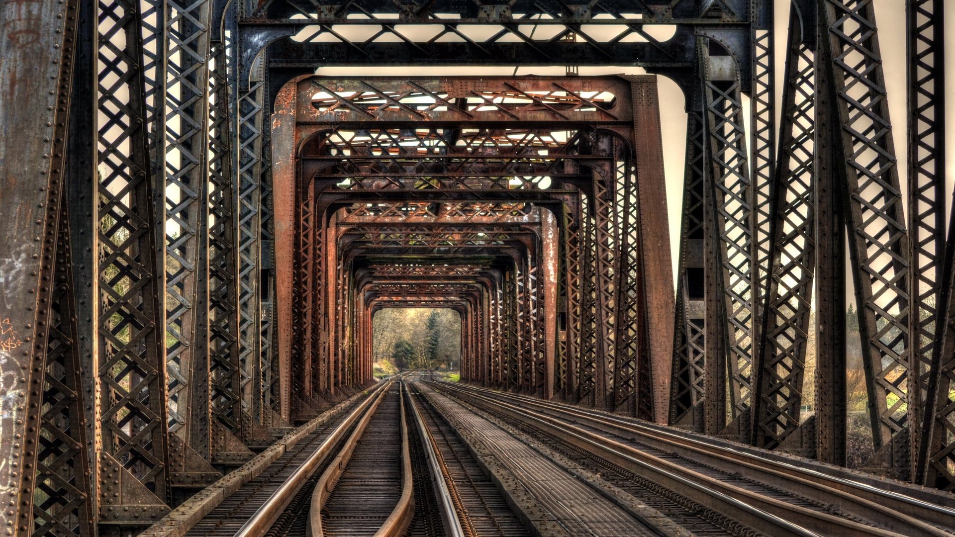 Обои железная дорога, рельсы, мост, железо, railroad, rails, bridge, iron разрешение 2574x1440 Загрузить
