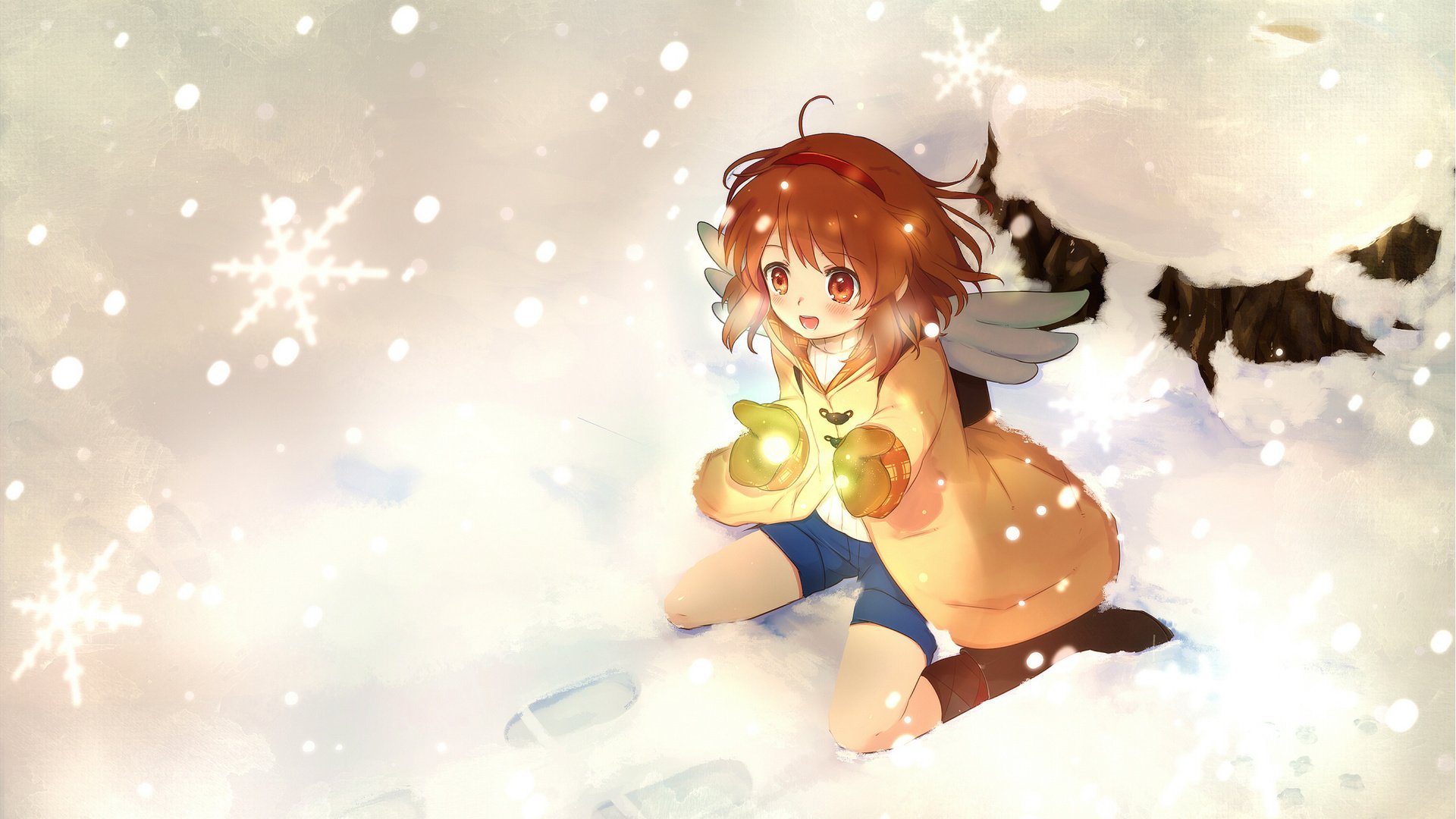 Обои зима, снежинки, аниме, kanon, ayu tsukimiya, winter, snowflakes, anime разрешение 2105x1491 Загрузить