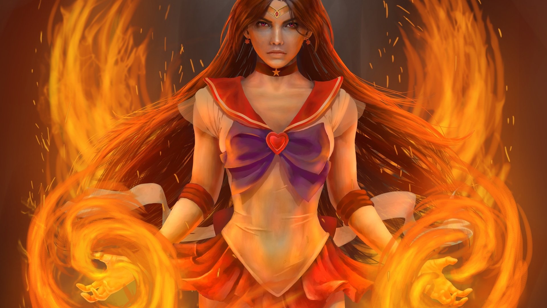 Обои арт, девушка, платье, огонь, аниме, sailor mars, art, girl, dress, fire, anime разрешение 3508x2764 Загрузить