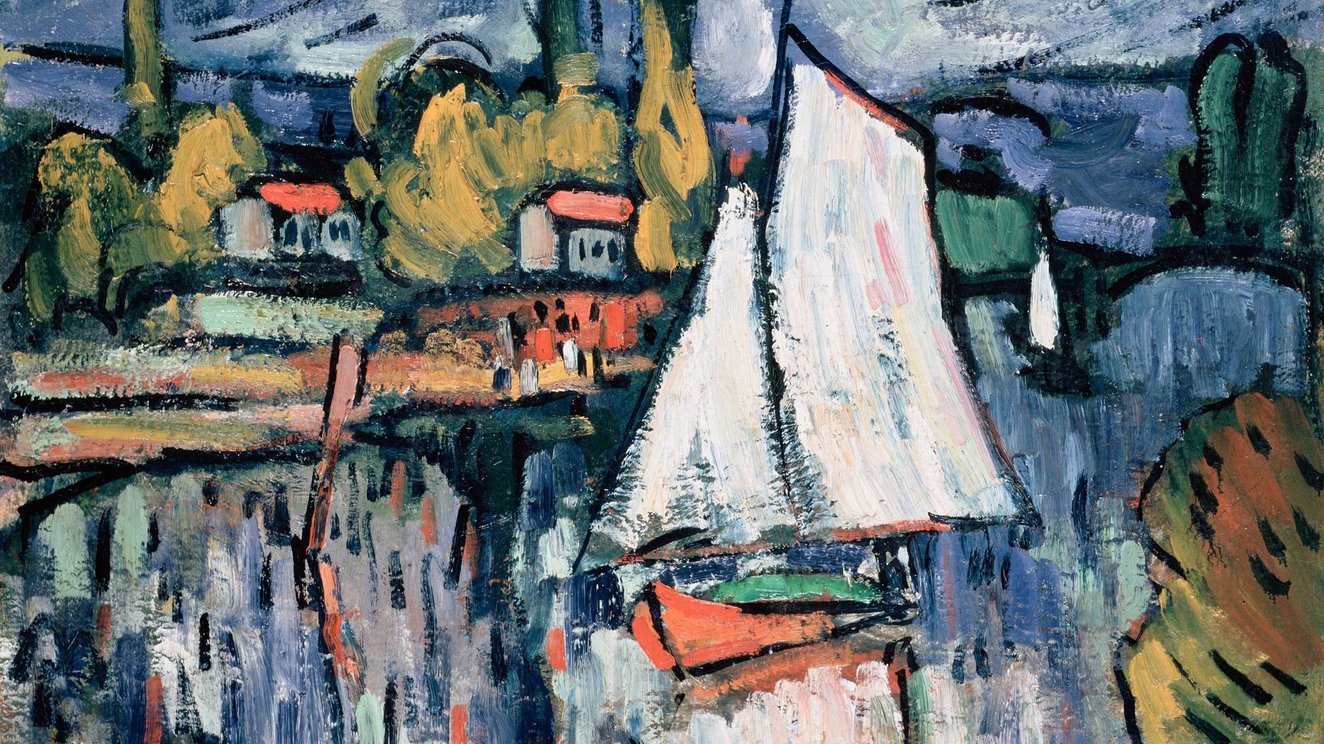 Обои картина, пейзаж, лодка, парус, морис де вламинк, вид сены, picture, landscape, boat, sail, maurice de vlaminck, view of the seine разрешение 4000x2905 Загрузить