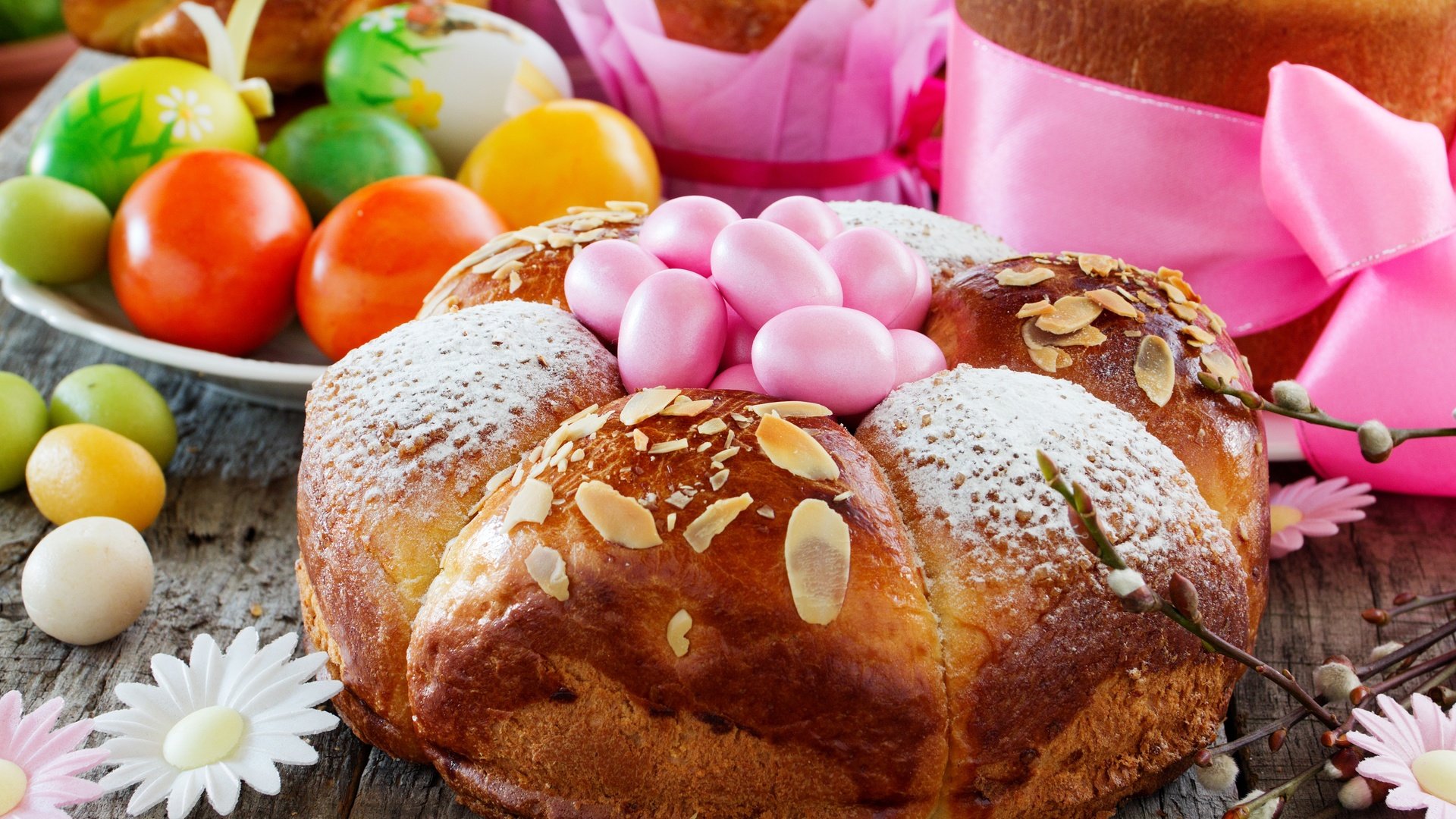 Обои пасха, яйца, выпечка, кулич, крашенные яйца, easter, eggs, cakes, cake, painted eggs разрешение 5184x3456 Загрузить