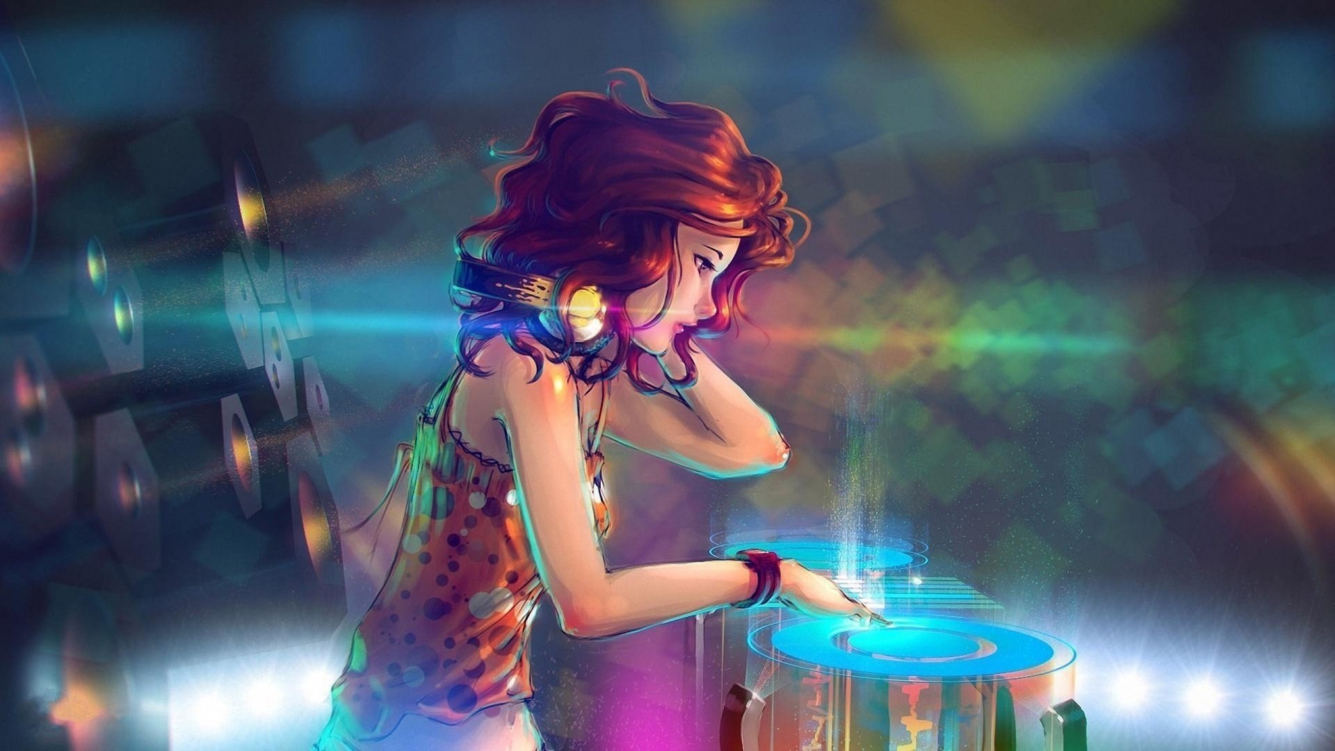 Обои девушка, музыка, наушники, диджей, girl, music, headphones, dj разрешение 2560x1440 Загрузить