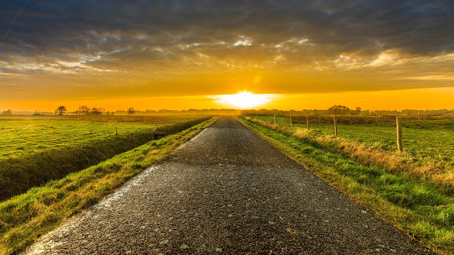 Обои небо, дорога, природа, закат, поле, the sky, road, nature, sunset, field разрешение 7680x4320 Загрузить