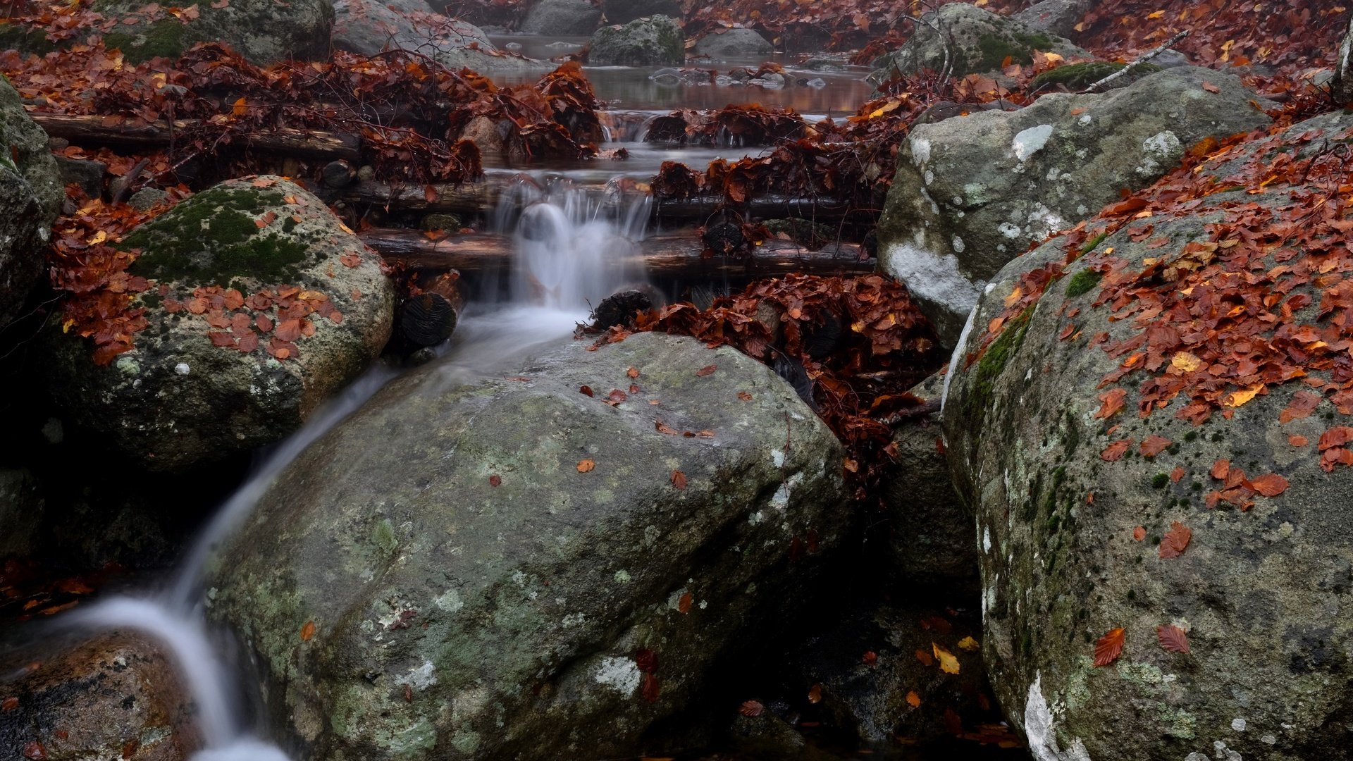 Обои река, природа, камни, водопад, осень, поток, каскад, river, nature, stones, waterfall, autumn, stream, cascade разрешение 3840x2160 Загрузить