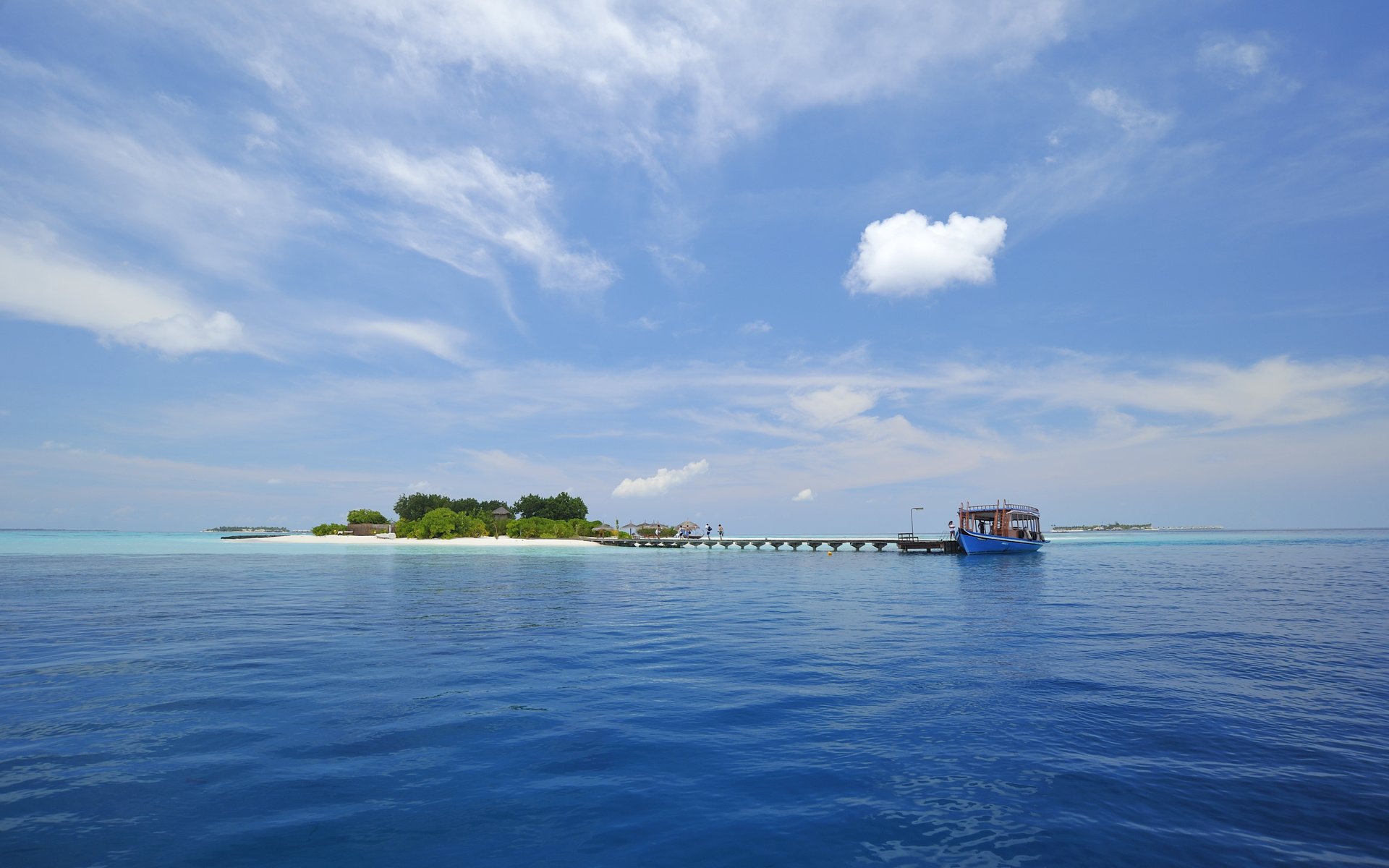 Обои пальмы, остров, тропики, мальдивы, palm trees, island, tropics, the maldives разрешение 4042x2689 Загрузить