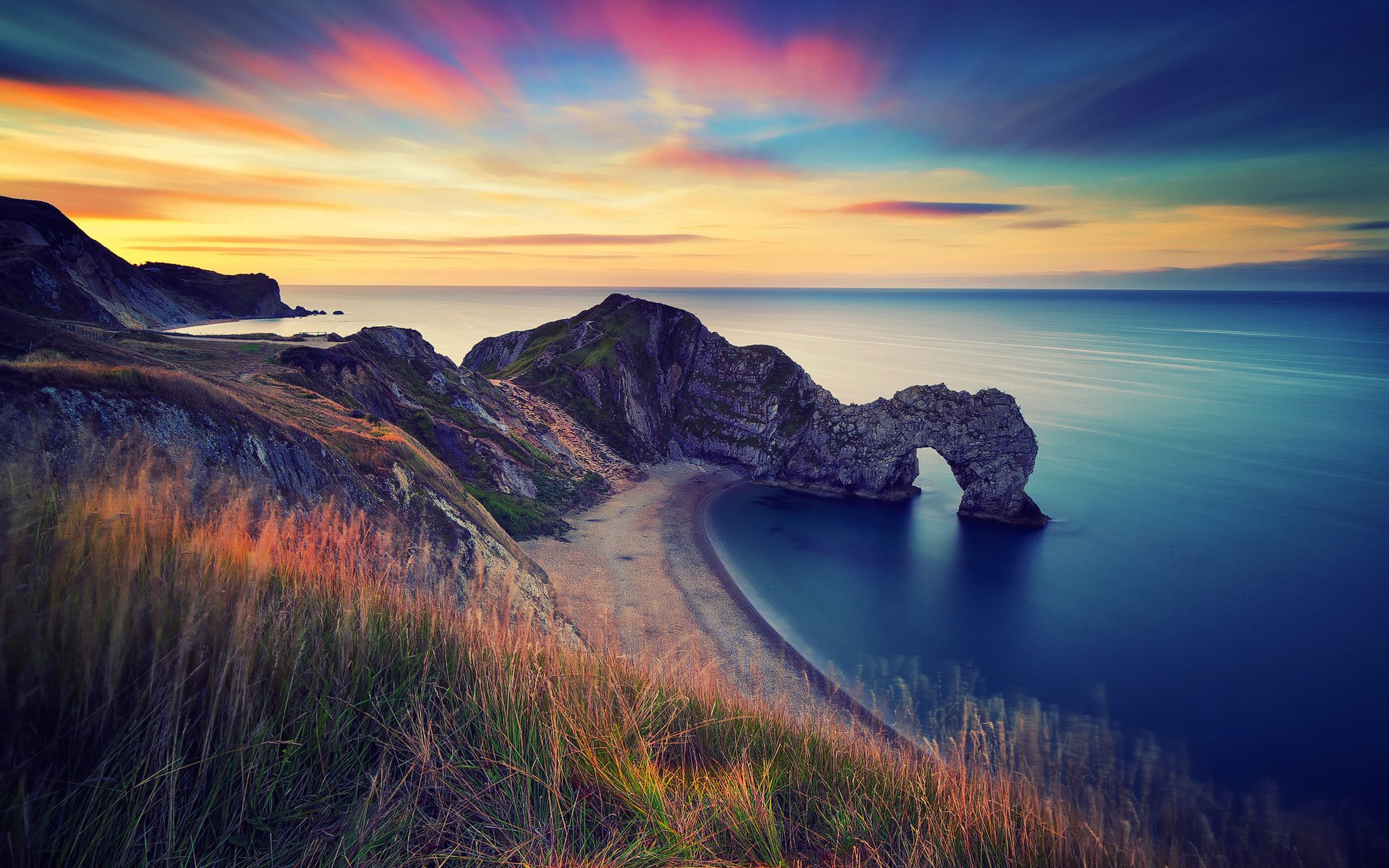 Обои скалы, береговая линия, берег, durdle door, дердл-дор, море, утро, рассвет, океан, англия, арка, rocks, coastline, shore, deral-dor, sea, morning, dawn, the ocean, england, arch разрешение 2048x1363 Загрузить