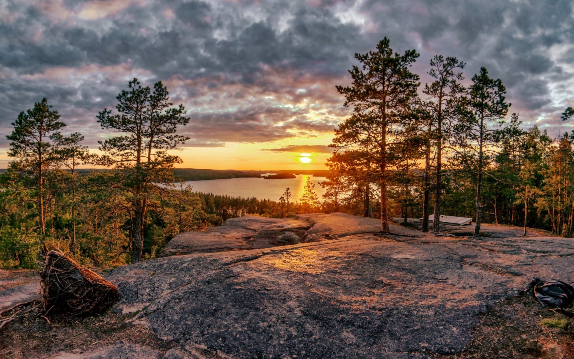 Обои деревья, озеро, природа, лес, закат, trees, lake, nature, forest, sunset разрешение 3840x2160 Загрузить