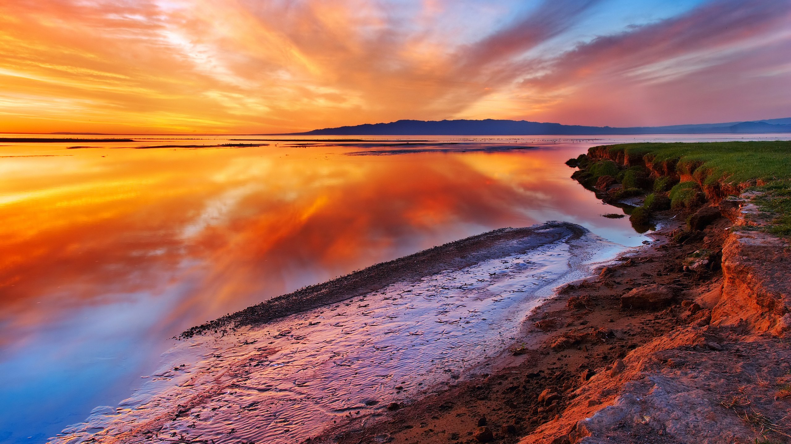 Обои вода, природа, берег, пейзаж, море, закат солнца, океан, water, nature, shore, landscape, sea, sunset, the ocean разрешение 2560x1600 Загрузить