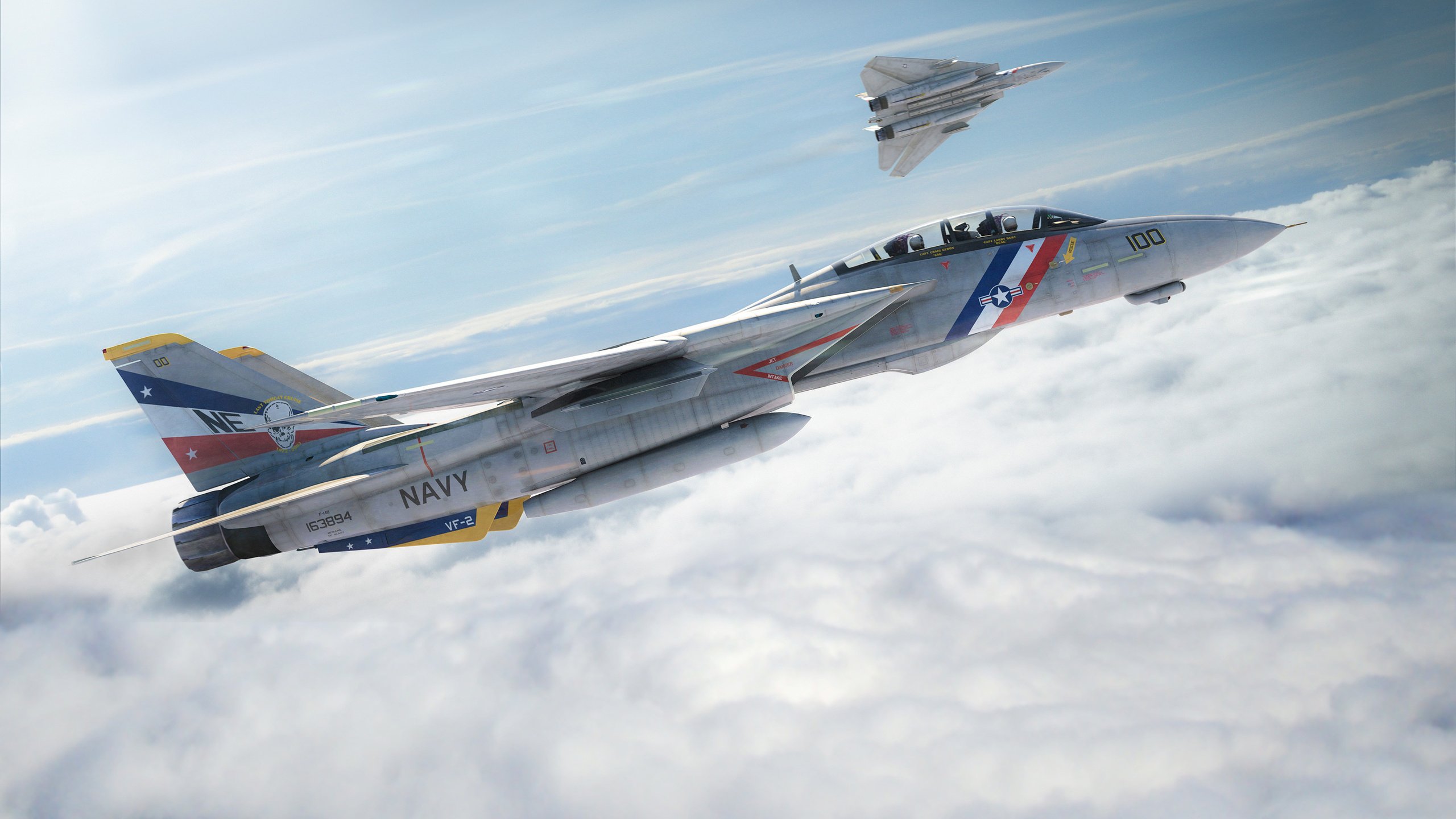 Обои небо, самолет, истребитель, f-14, котяра, the sky, the plane, fighter, tomcat разрешение 2560x1600 Загрузить