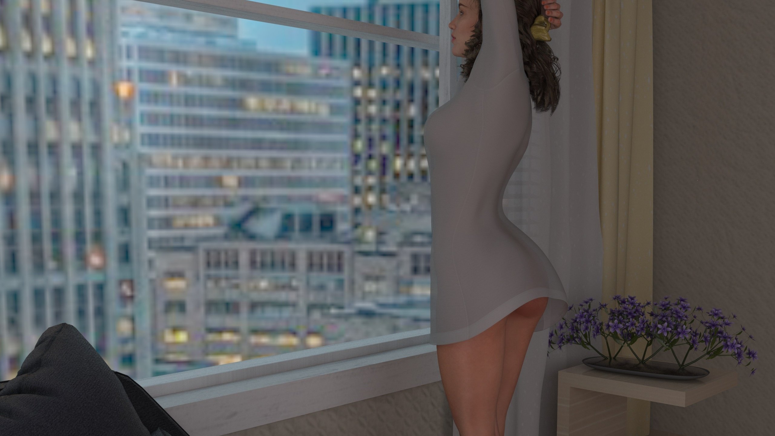 Обои девушка, люди, взгляд, окно, людей, 3д графика, girl, people, look, window, 3d graphics разрешение 3000x2465 Загрузить