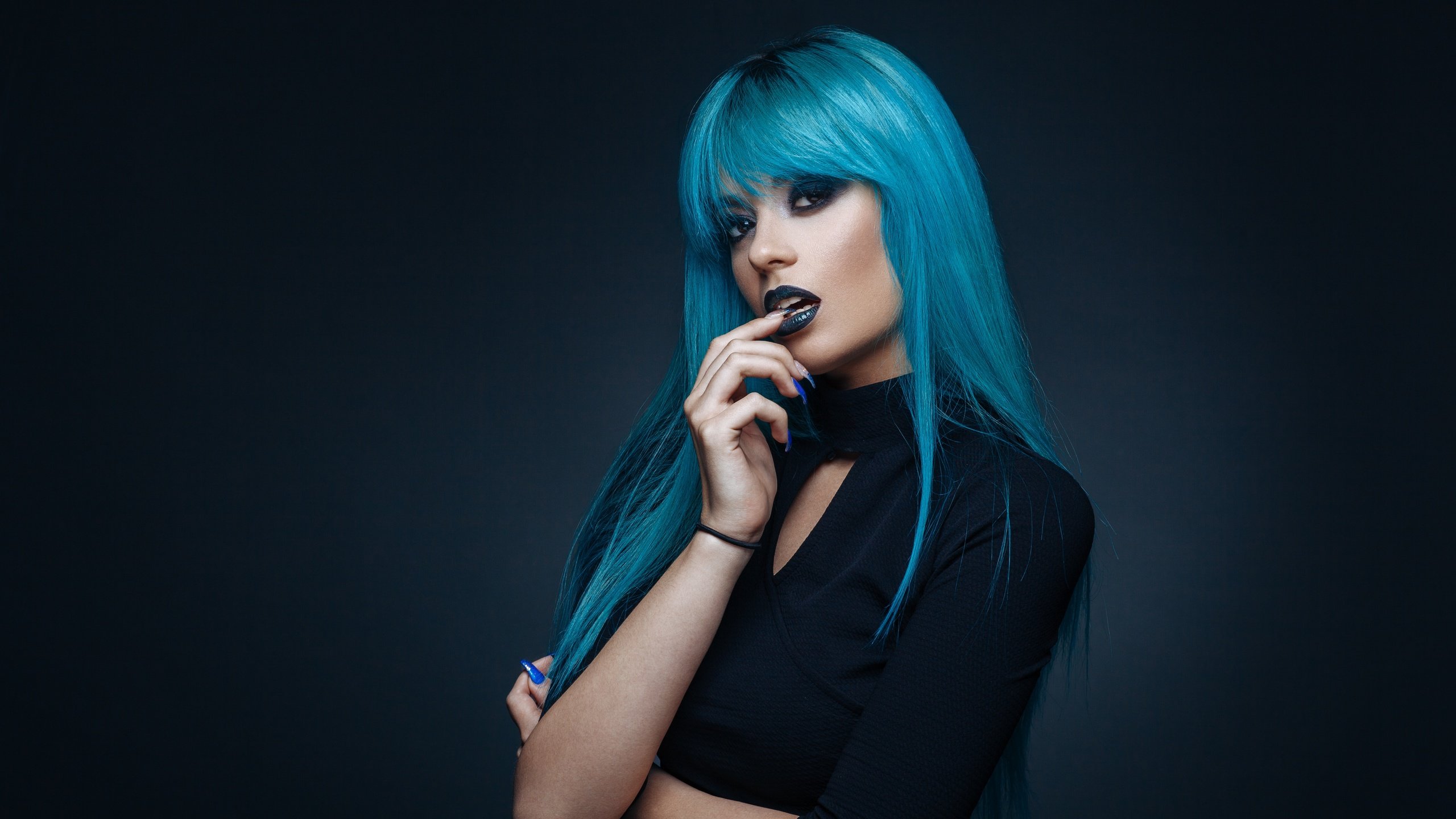 Mixed girl with blue hair takes best adult free photo