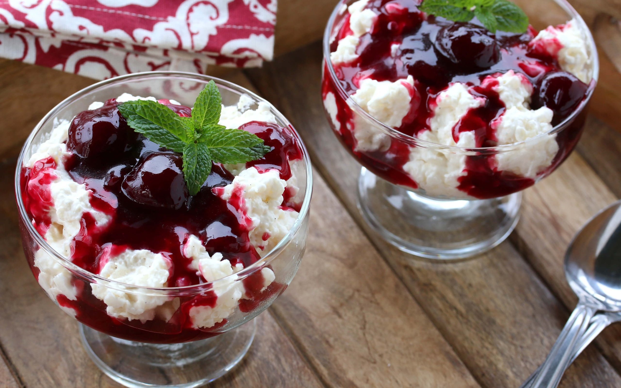 Обои мята, мороженое, ягоды, вишня, десерт, сироп, mint, ice cream, berries, cherry, dessert, syrup разрешение 3000x2000 Загрузить