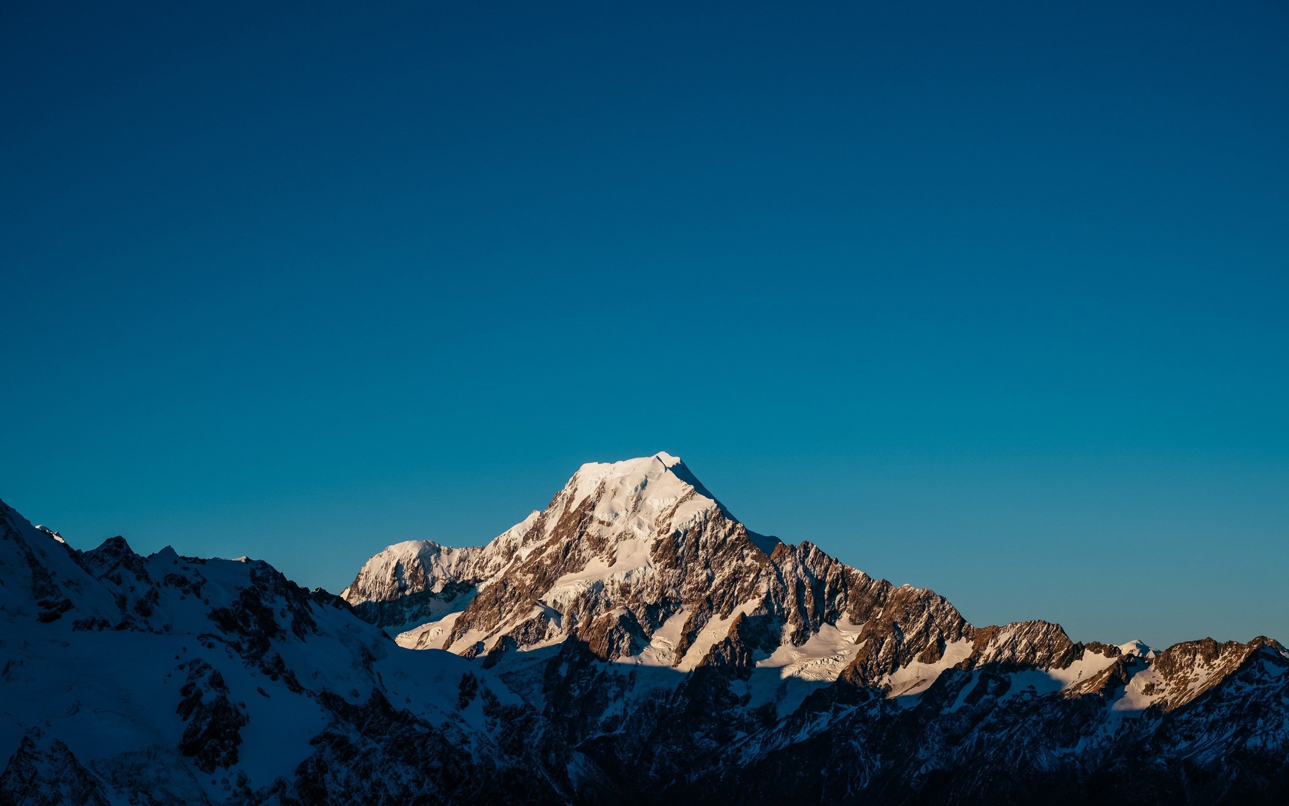 Обои небо, горы, снег, утро, рассвет, новая зеландия, гора кука, the sky, mountains, snow, morning, dawn, new zealand, mount cook разрешение 3840x2560 Загрузить