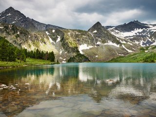 Обои горы, водоем, весна, леса, великолепно, озеро вблизи гор, mountains, pond, spring, forest, great, lake near mountains разрешение 2560x1600 Загрузить