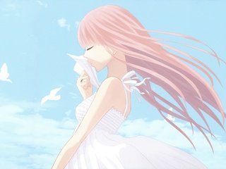 Обои небо, облака, девушка, птицы, вокалоид, оригами, мысли, the sky, clouds, girl, birds, vocaloid, origami, thoughts разрешение 2560x1600 Загрузить