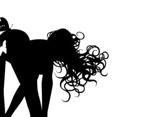 Обои волосы, силуэт, бабочки, hair, silhouette, butterfly разрешение 1920x1200 Загрузить