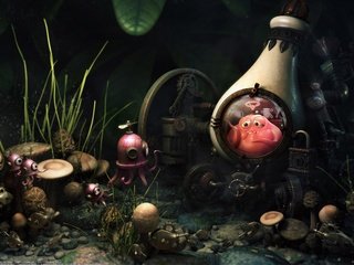 Обои бутылка, грибочки, hamid ibrahim, bottle, mushrooms разрешение 2560x1600 Загрузить