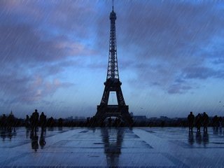 Обои дождь, эйфелева башня, rain, eiffel tower разрешение 1920x1200 Загрузить