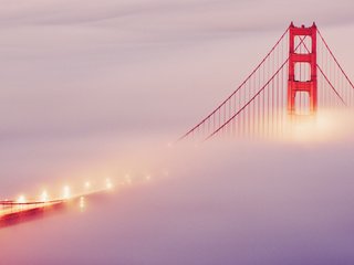 Обои огни, туман, мост, сан-франциско, lights, fog, bridge, san francisco разрешение 2560x1600 Загрузить