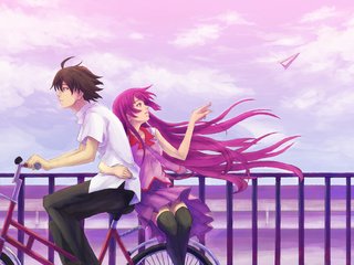 Обои девушка, аниме, bakemonogatari, velosiped, girl, anime разрешение 4093x2894 Загрузить