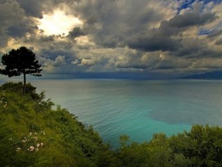 Обои небо, облака, побережье, залив, италия, the sky, clouds, coast, bay, italy разрешение 1920x1367 Загрузить