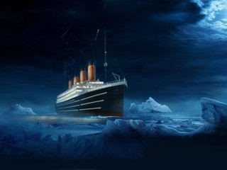 Обои графика, 3д, титаник, graphics, 3d, titanic разрешение 2560x1600 Загрузить