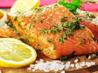 Обои зелень, красная, лимон, рыба, морепродукты, специи, жареная, greens, red, lemon, fish, seafood, spices, fried разрешение 3500x2325 Загрузить