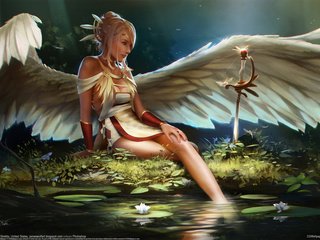 Обои арт, девушка, меч, фэнтези, ангел, art, girl, sword, fantasy, angel разрешение 1920x1200 Загрузить