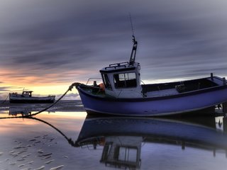 Обои берег, закат, пейзаж, море, корабли, лодки, катер, баркас, shore, sunset, landscape, sea, ships, boats, boat, barkas разрешение 2560x1600 Загрузить