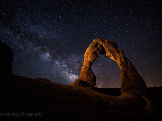 Обои ночь, скалы, звезды, сша, арка, night, rocks, stars, usa, arch разрешение 2000x1333 Загрузить