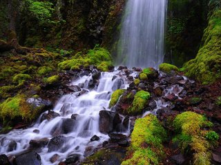 Обои природа, камни, водопад, мох, nature, stones, waterfall, moss разрешение 2048x1360 Загрузить