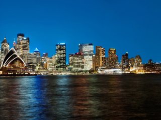 Обои ночь, огни, побережье, небоскребы, сидней, австралия, night, lights, coast, skyscrapers, sydney, australia разрешение 3540x2000 Загрузить