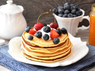 Обои ягоды, блины, голубика, berries, pancakes, blueberries разрешение 3000x2000 Загрузить