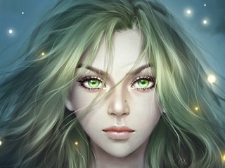 Обои арт, девушка, взгляд, фэнтези, волосы, лицо, art, girl, look, fantasy, hair, face разрешение 1920x1200 Загрузить