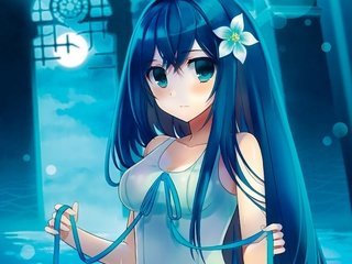 Обои плавание, голубые волосы, аниме девочка, оригинальная, swimming, blue hair, anime girl, original разрешение 2480x2180 Загрузить