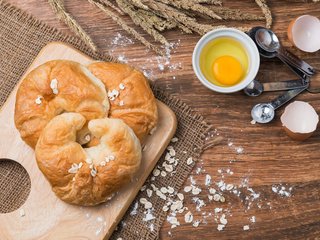 Обои яйцо, булочки, круассаны, egg, buns, croissants разрешение 5500x3627 Загрузить