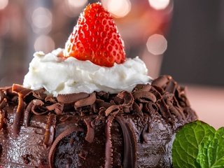 Обои мята, ягода, клубника, шоколад, десерт, пирожное, крем, mint, berry, strawberry, chocolate, dessert, cake, cream разрешение 1920x1200 Загрузить