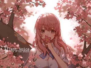 Обои девушка, взгляд, волосы, лицо, cherry blossom, розовые волосы, nishimiya shouko, koe no katachi, girl, look, hair, face, pink hair разрешение 4961x3508 Загрузить