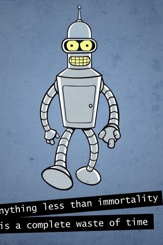 Обои робот, футурама, бендер, anything less than immortality is a complete, robot, futurama, bender разрешение 2560x1600 Загрузить