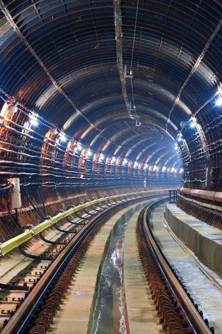 Обои рельсы, метро, тоннель, rails, metro, the tunnel разрешение 2560x1600 Загрузить