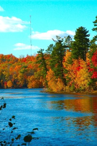 Обои вода, озеро, осень, холод, красочный пейзаж, water, lake, autumn, cold, colorful landscape разрешение 3008x2000 Загрузить