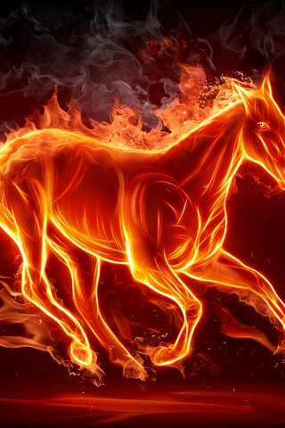 Обои лошадь, пламя, огонь, дым, силуэт, конь, horse, flame, fire, smoke, silhouette разрешение 1920x1200 Загрузить