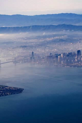 Обои туман, мост, город, залив, сша, калифорния, bay bridge, бэй бридж, fog, bridge, the city, bay, usa, ca разрешение 1920x1080 Загрузить