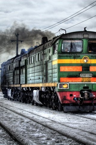 Обои снег, железная дорога, зима, поезд, lokomotiv, zima, zheleznaya doroga, тепловоз, snow, railroad, winter, train, locomotive разрешение 3039x2014 Загрузить