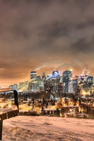 Обои огни, скамейка, канада, калгари, lights, bench, canada, calgary разрешение 1920x1200 Загрузить