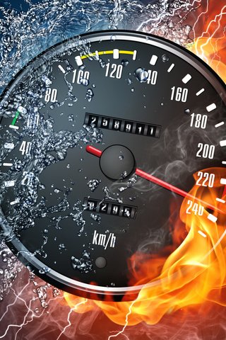 Обои вода, огонь, скорость, спидометр, 3д, water, fire, speed, speedometer, 3d разрешение 1920x1080 Загрузить