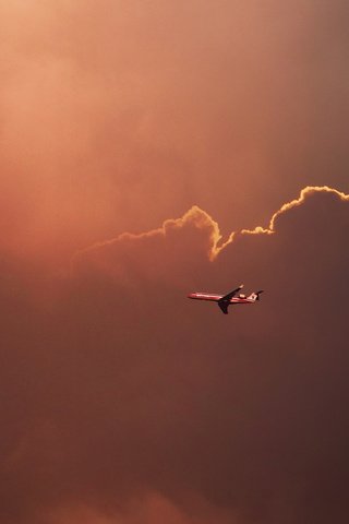 Обои небо, облака, самолет, the sky, clouds, the plane разрешение 1920x1080 Загрузить
