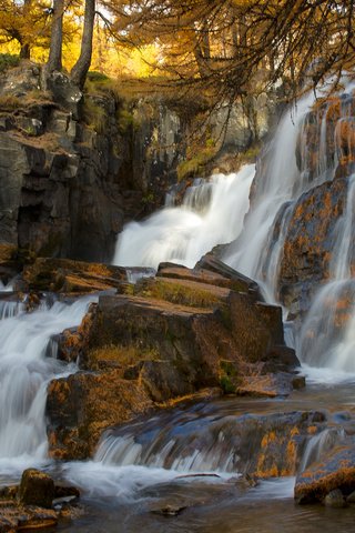 Обои скалы, водопад, каскад, rocks, waterfall, cascade разрешение 1920x1365 Загрузить
