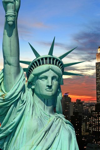 Обои ночь, огни, горизонт, город, сша, нью-йорк, статуя свободы, night, lights, horizon, the city, usa, new york, the statue of liberty разрешение 3666x2430 Загрузить