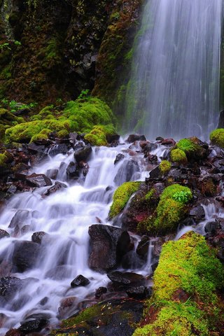 Обои природа, камни, водопад, мох, nature, stones, waterfall, moss разрешение 2048x1360 Загрузить